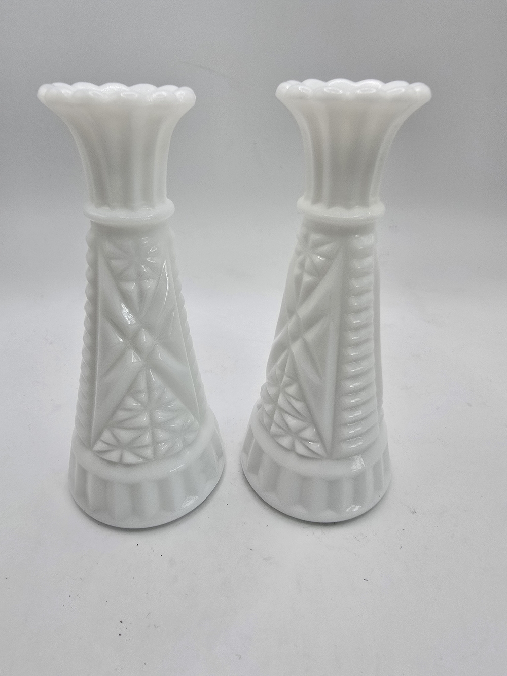 Vintage Milk Glass Vase Set White Cottagecore Decor
